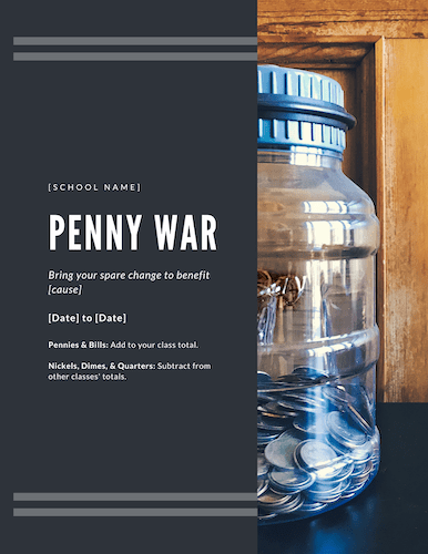 Realistic design of a Penny War Canva template