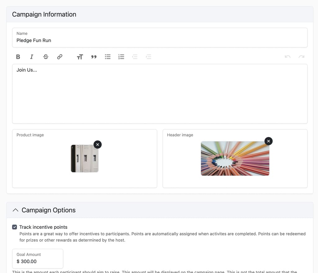 New campaign information module in FutureFund admin