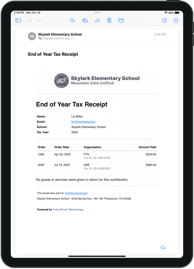 futurefund tax receipt mockup